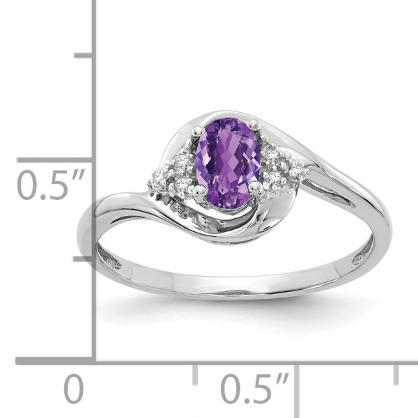 14k White Gold Amethyst and Diamond Ring - Image 3