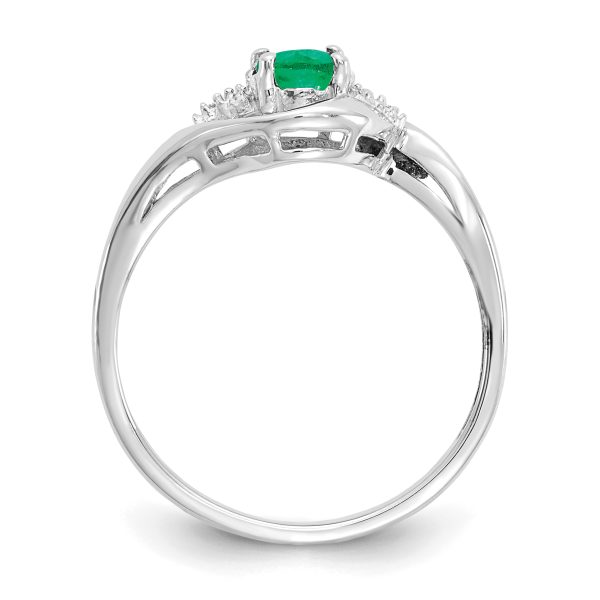 14k White Gold Emerald and Diamond Ring - Image 2