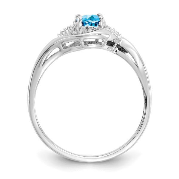 14k White Gold Blue Topaz and Diamond Ring - Image 2