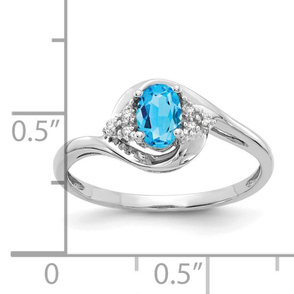 14k White Gold Blue Topaz and Diamond Ring - Image 3