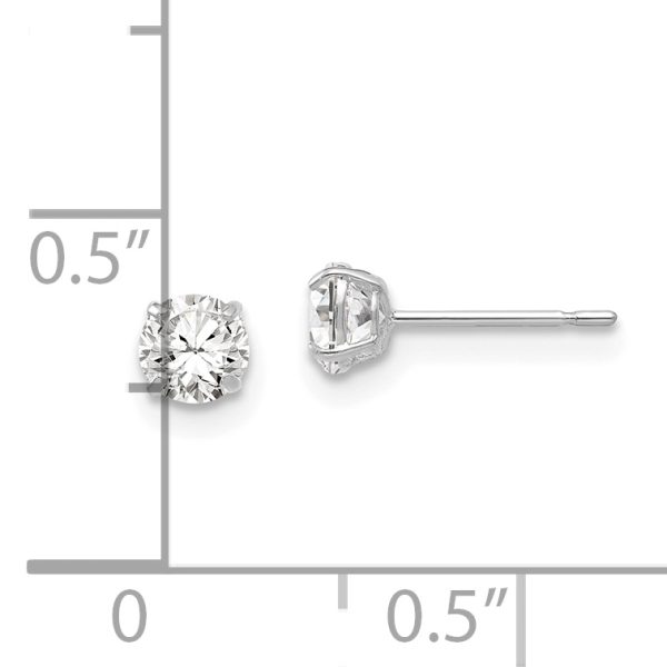 14k White Gold 4mm Round CZ Post Earrings - Image 3