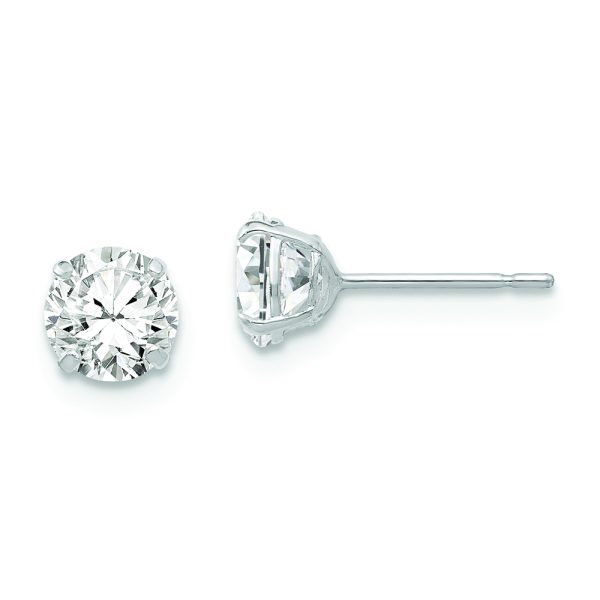 14k White Gold 5mm Round CZ Post Earrings