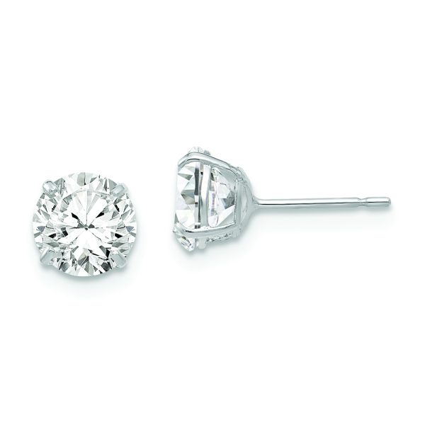 14k White Gold 6mm Round CZ Post Earrings