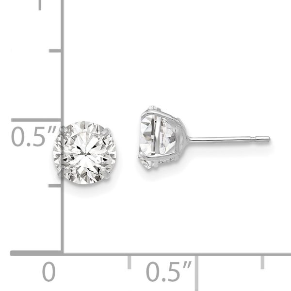 14k White Gold 6mm Round CZ Post Earrings - Image 3