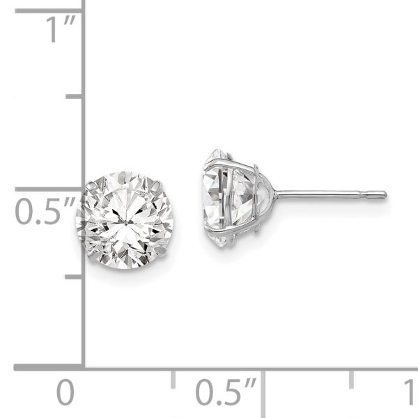 14k White Gold 7mm Round CZ Post Earrings - Image 3