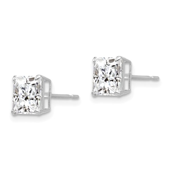 14k White Gold 6mm Square CZ Post Earrings - Image 2