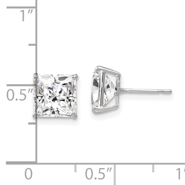 14k White Gold 7mm Square CZ Post Earrings - Image 3