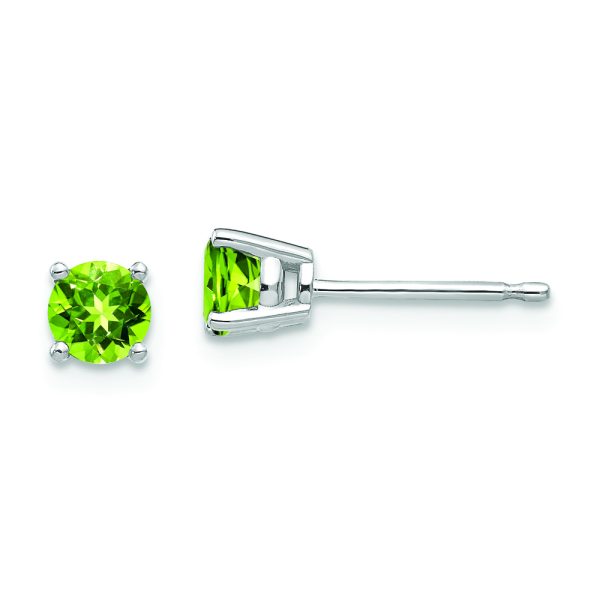 14k White Gold 4mm Peridot Earrings
