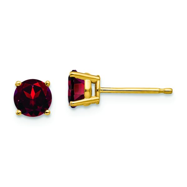 14k 5mm Garnet Post Earrings