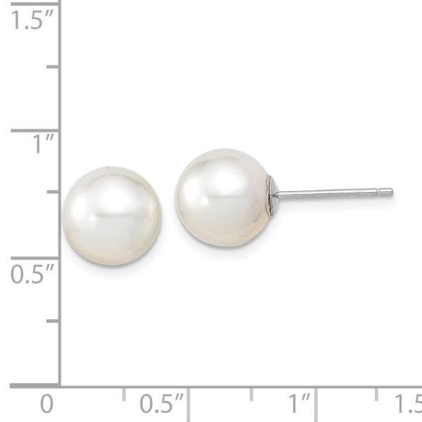 14K White Gold 9-10mm Round White Saltwater South Sea Pearl Earrings - Image 3