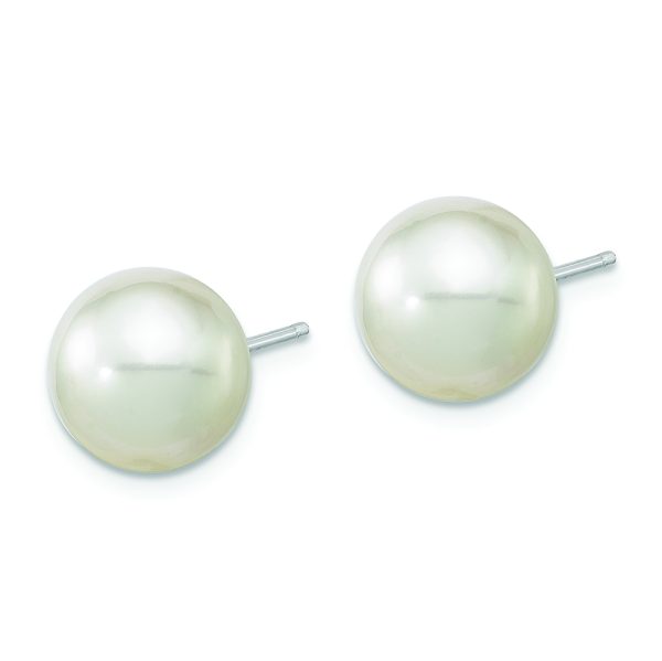 14K White Gold 10-11mm Round White Saltwater South Sea Pearl Earrings - Image 2