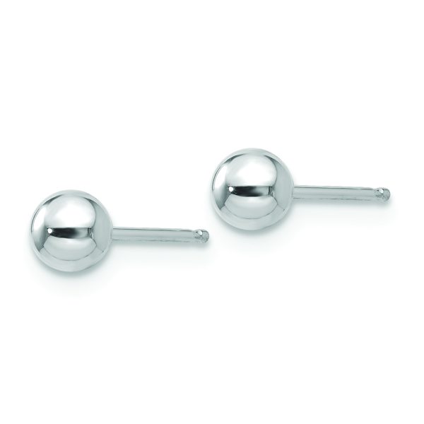 14k White Gold Polished 4mm Ball Post Earrings - Image 2