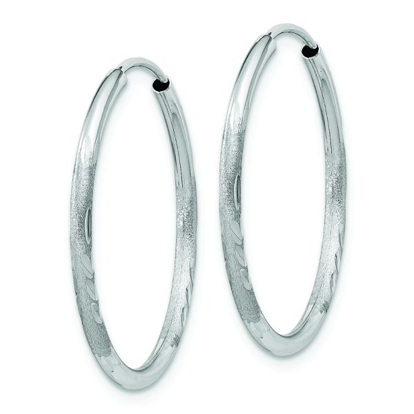 14k White Gold 1.5mm Diamond-cut Endless Hoop Earrings - Image 2