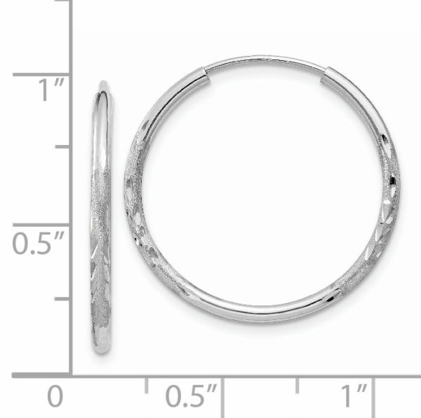 14k White Gold 1.5mm Diamond-cut Endless Hoop Earrings - Image 3