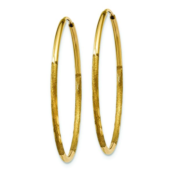 14k 1.25mm Diamond-cut Endless Hoop Earring - Image 2