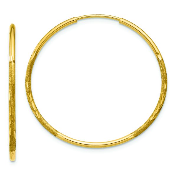 14k 1.25mm Diamond-cut Endless Hoop Earring