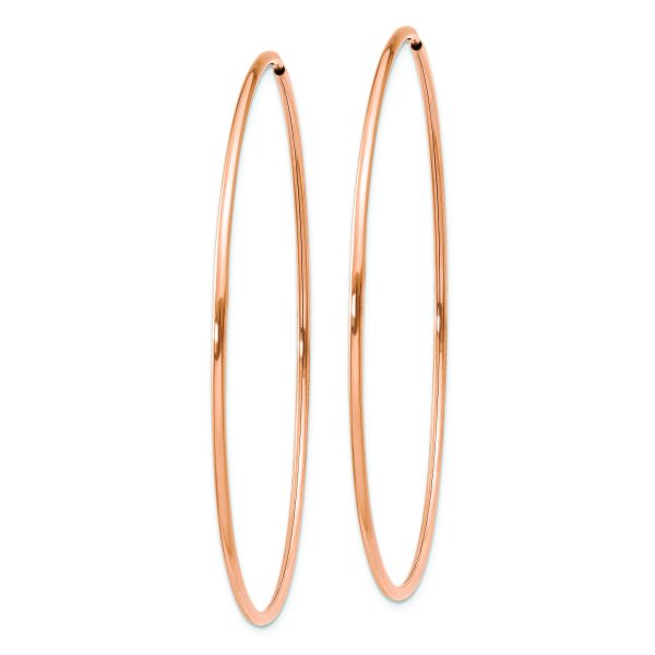 14k Rose Gold 1.2mm Polished Endless Hoop Earrings - Image 2