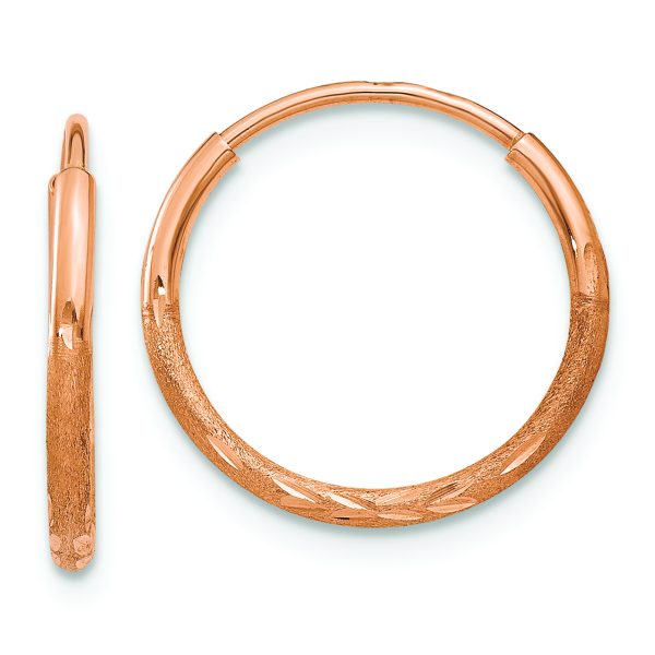 14k Rose Gold 1.25mm Diamond-cut Endless Hoop Earring