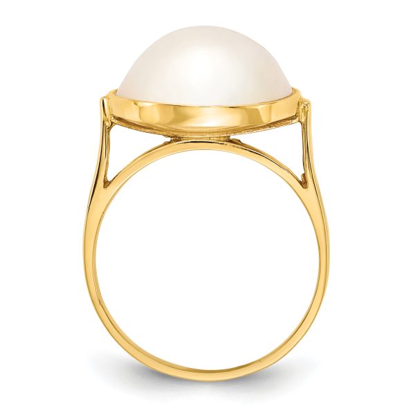 14k 13-14mm White Akoya Mabe Saltwater Cultured Pearl Ring - Image 2