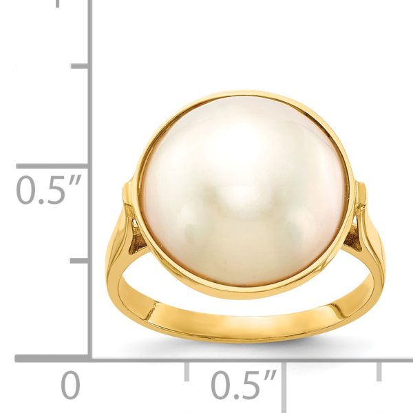 14k 13-14mm White Akoya Mabe Saltwater Cultured Pearl Ring - Image 3