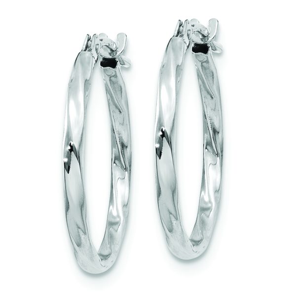 14k White Gold Twisted Hoop Earrings - Image 2