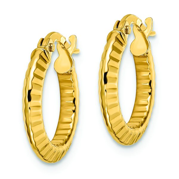 14k Polished and Diamond-cut Hoop Earrings - Image 2