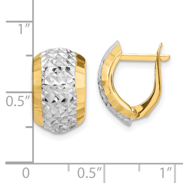 14k w/ White Rhodium Diamond-cut Hinged Earrings - Image 3