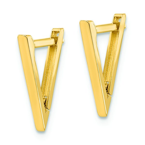 14K Polished Triangle Hoop Earrings - Image 2