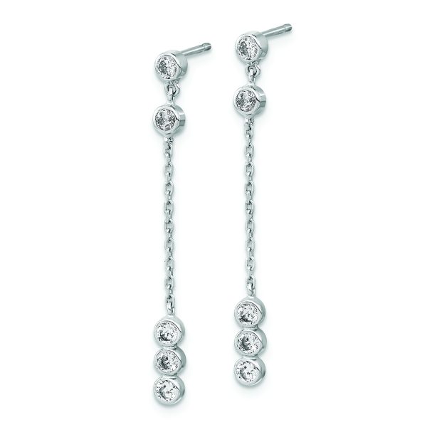 14K White Gold CZ  Chain Link Dangle Earrings - Image 2