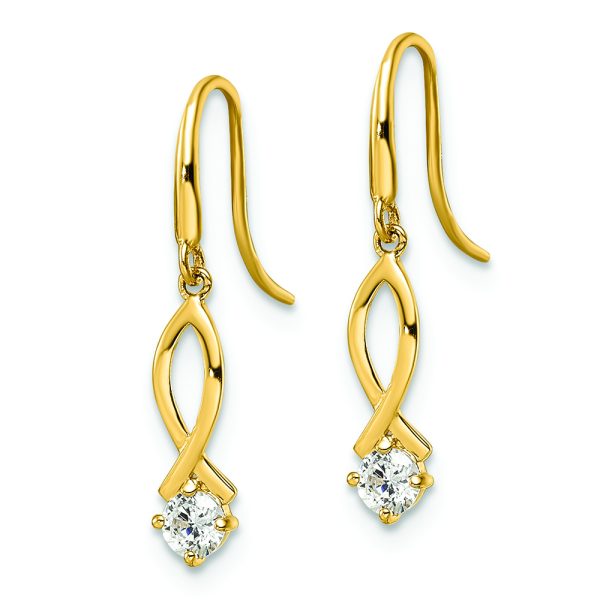 14k CZ Dangle Earrings - Image 2