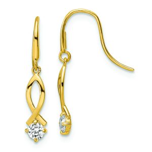 14k CZ Dangle Earrings