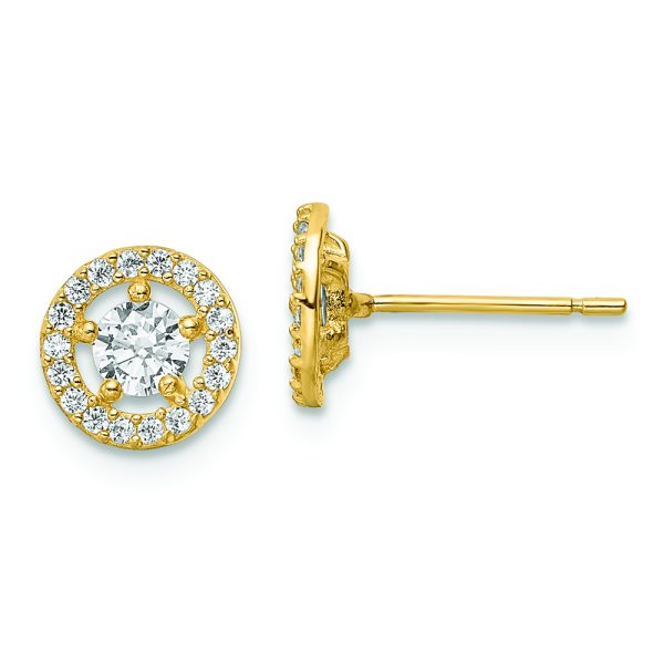 14k CZ Halo Stud Earrings