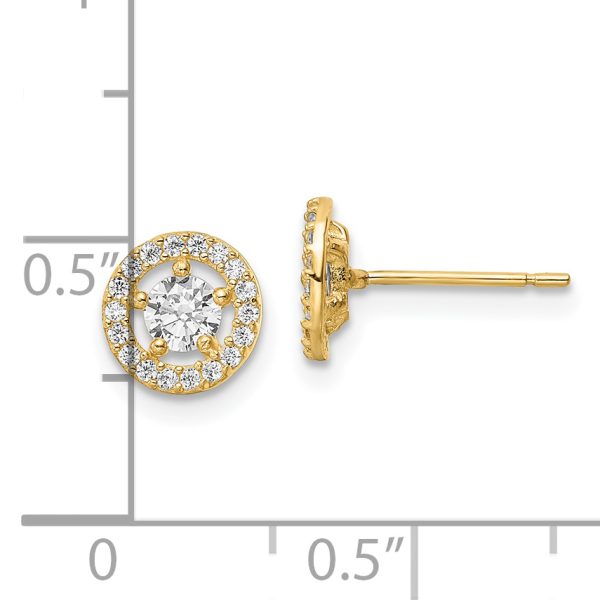 14k CZ Halo Stud Earrings - Image 3