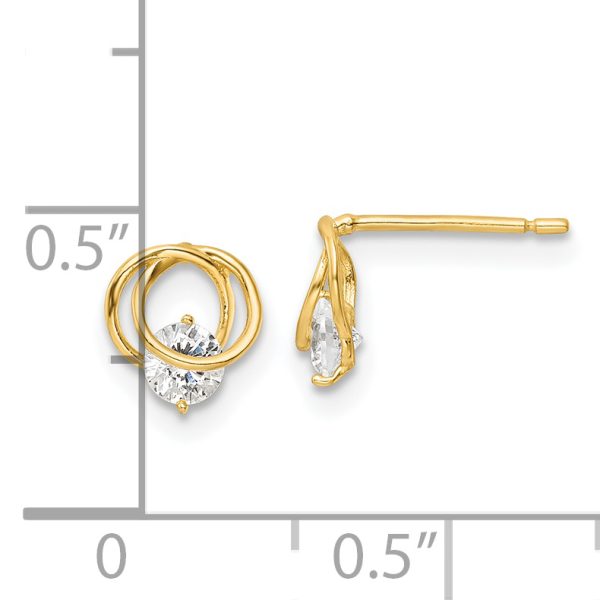 14k Yellow Gold Polished CZ Circles Post Earrings - Image 3