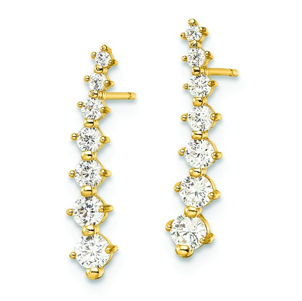 14K Polished White CZ Post Earrings - Image 2