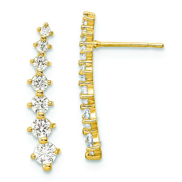 14K Polished White CZ Post Earrings