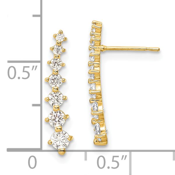 14K Polished White CZ Post Earrings - Image 3