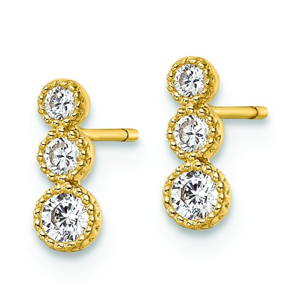 14k CZ Post Earrings - Image 2