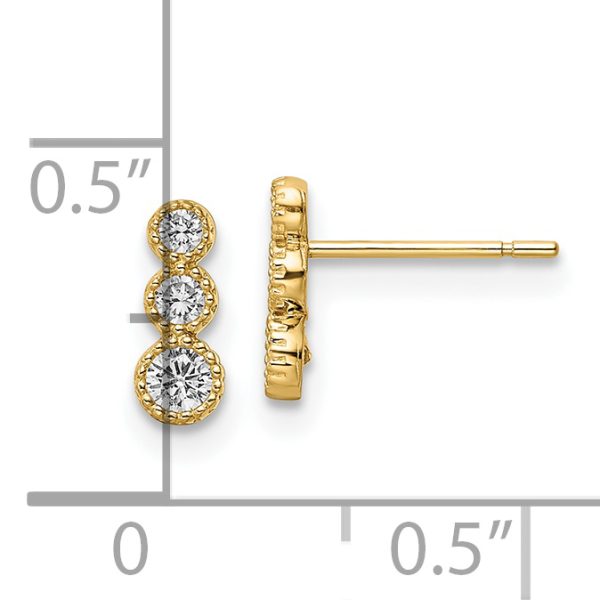 14k CZ Post Earrings - Image 3