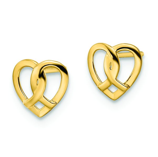 14k Heart Post Earrings - Image 2