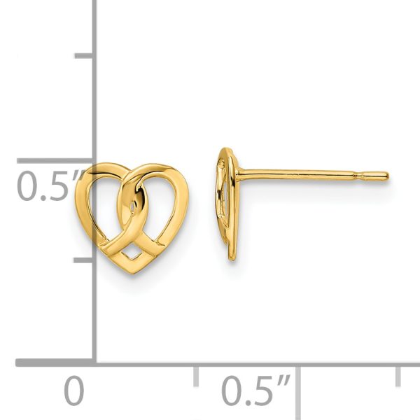 14k Heart Post Earrings - Image 3