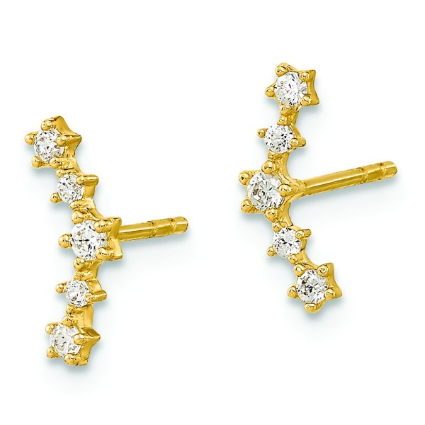 14K Polished Fancy CZ Post Earrings - Image 2