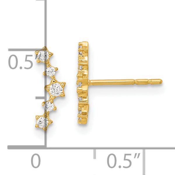 14K Polished Fancy CZ Post Earrings - Image 3