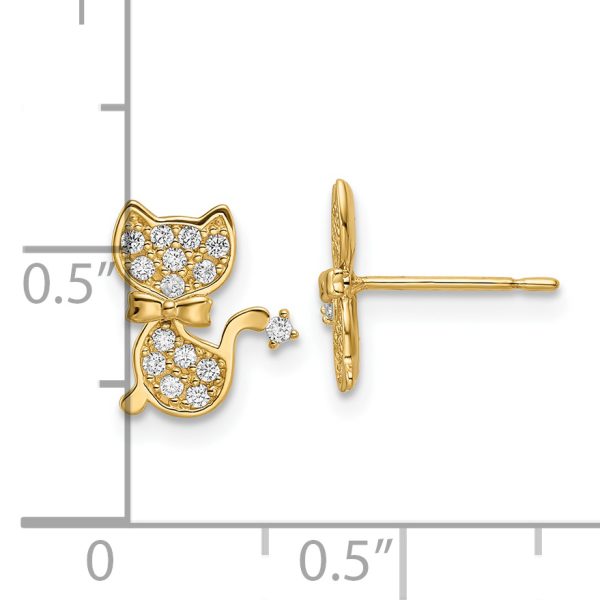 14k CZ Cat Post Earrings - Image 3