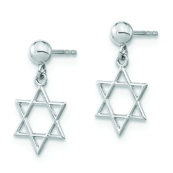 14KW Polished Star of David Post Dangle Earrings - Image 2