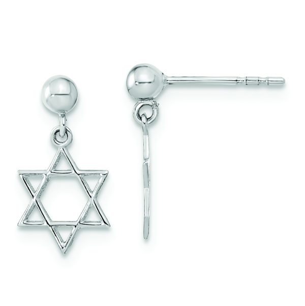 14KW Polished Star of David Post Dangle Earrings