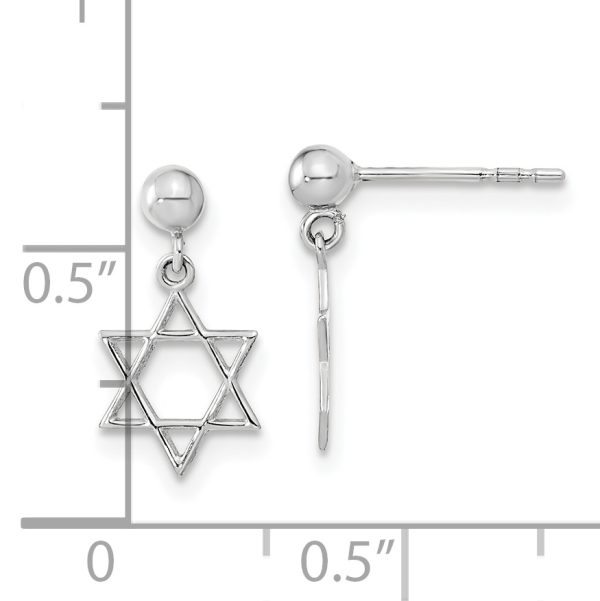 14KW Polished Star of David Post Dangle Earrings - Image 3