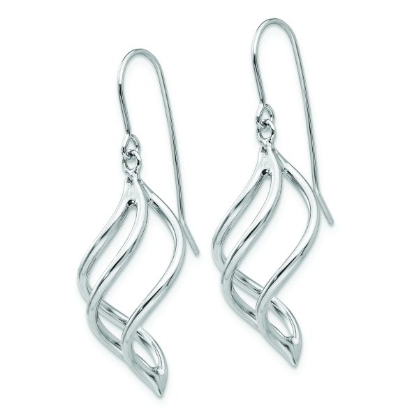 14K White Gold Swirl Dangle Earrings - Image 2