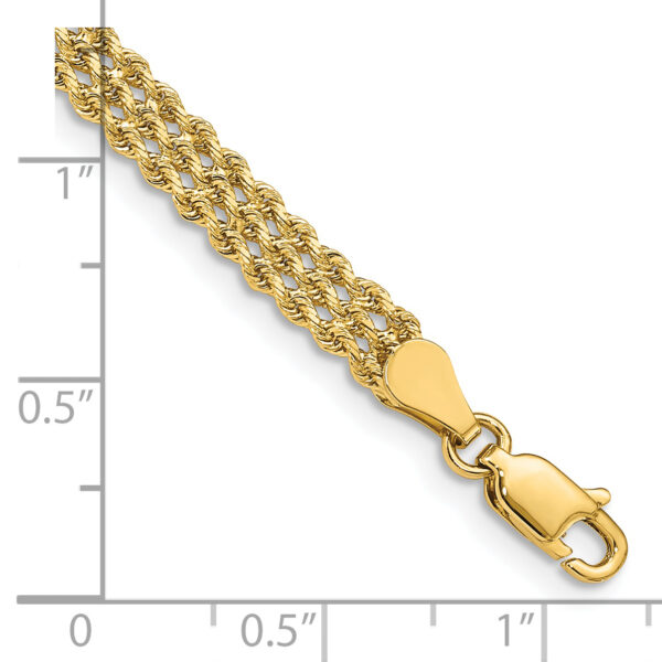 14k 4.5mm Wide Triple Strand Rope Bracelet - Image 3