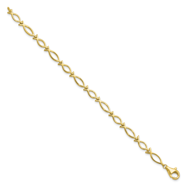 10k Solid Polished Religious Ichthus Fish Bracelet - Image 2